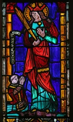 Vindu som viser Saint Margaret med giver